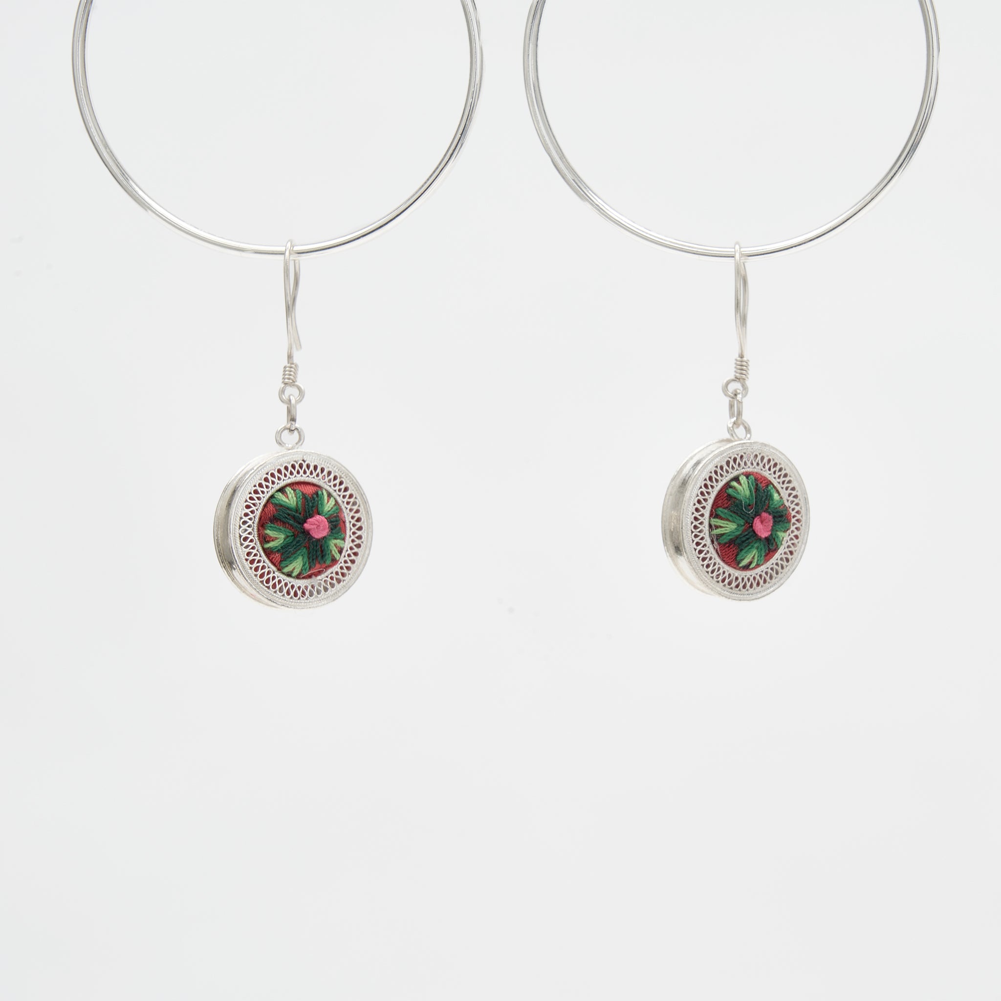 Miao Embroidery & Filigree Earrings