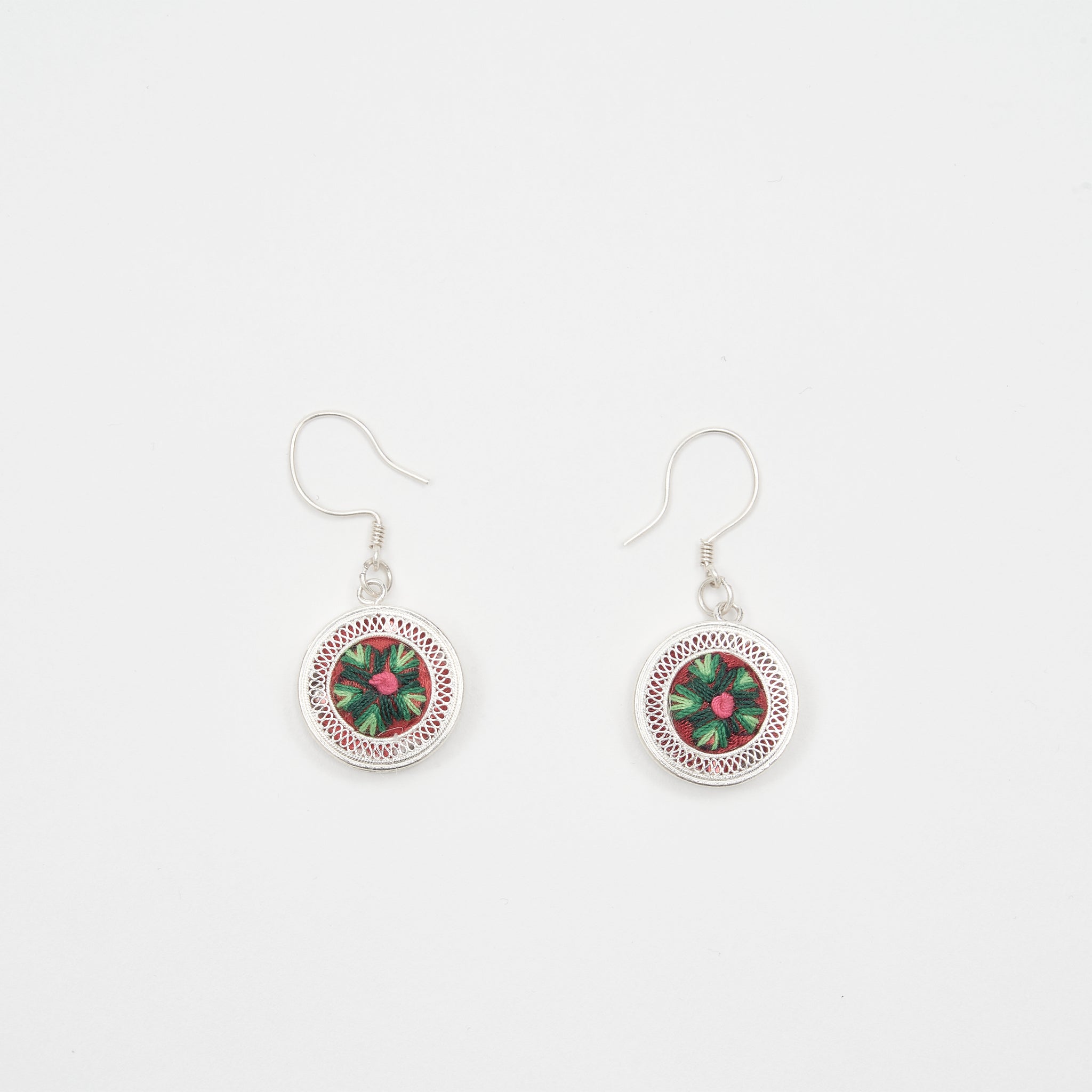 Miao Embroidery & Filigree Earrings