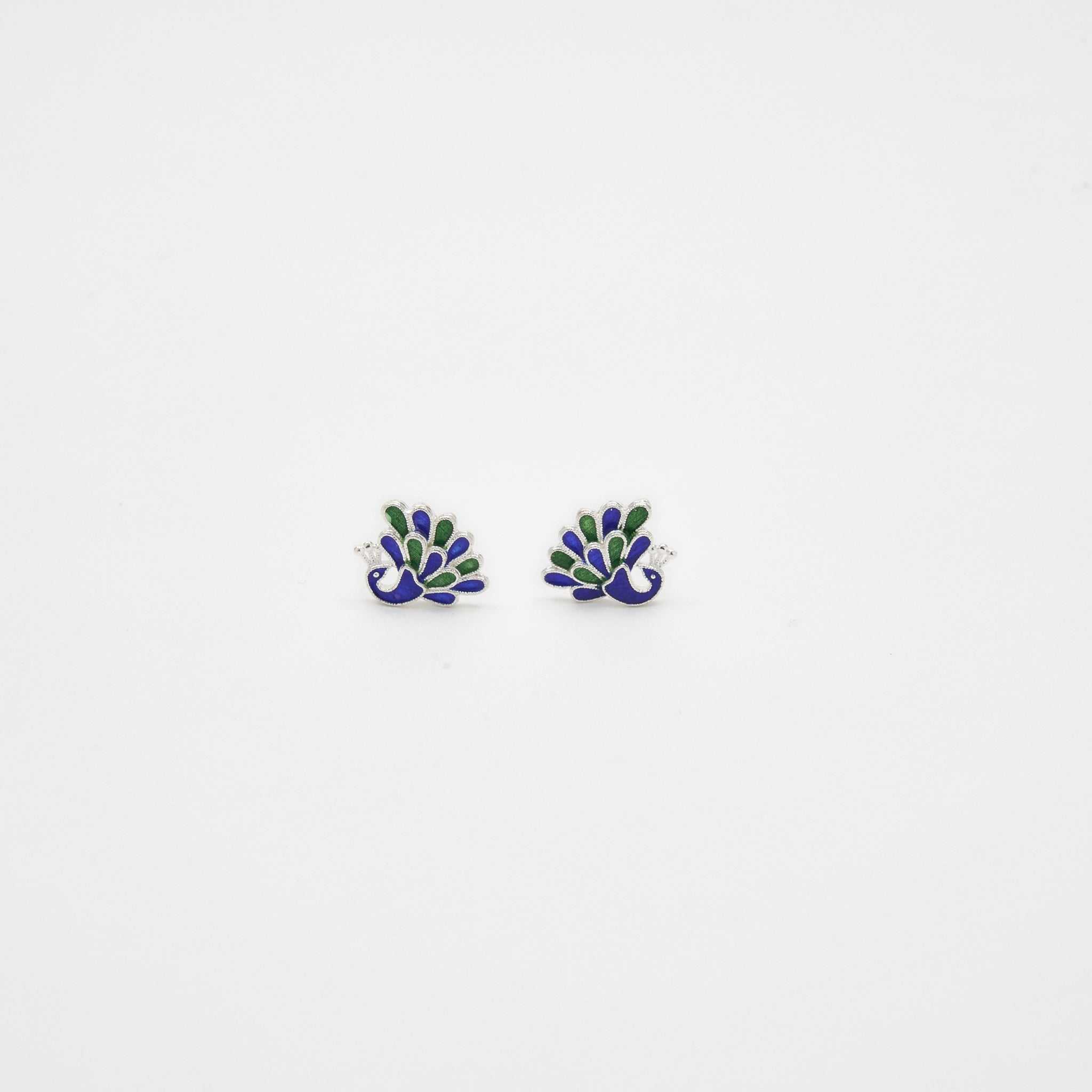 Peacock Cloisonné Stud Earrings