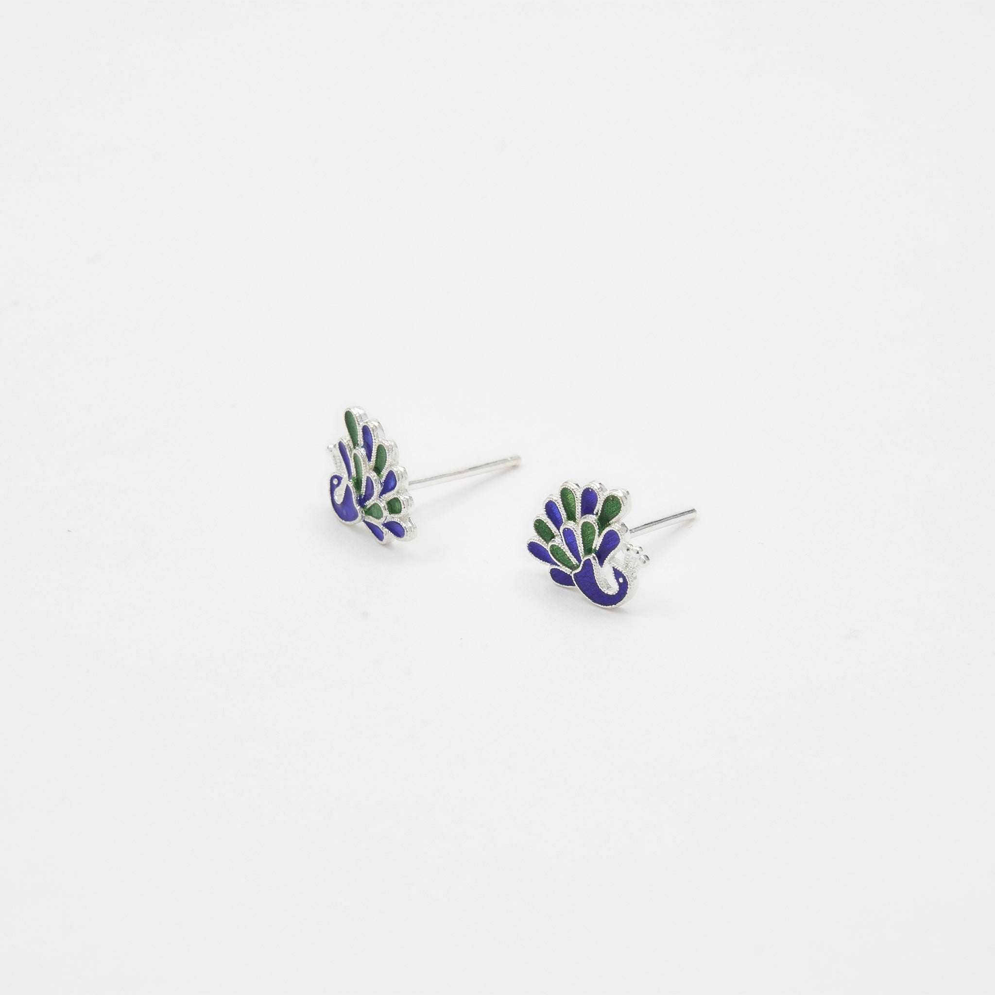 Peacock Cloisonné Stud Earrings