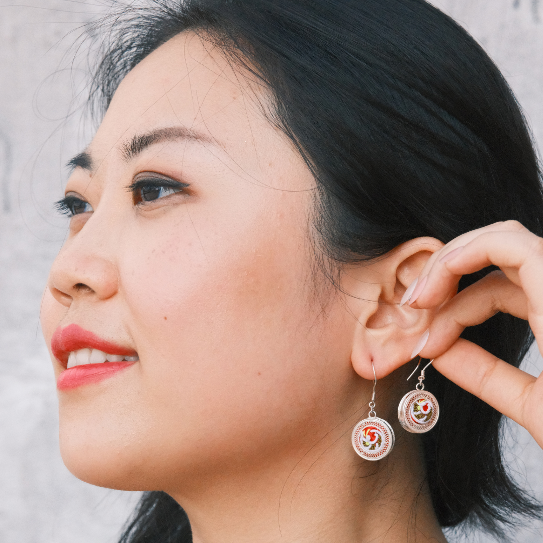 Miao Embroidery & Filigree Earrings