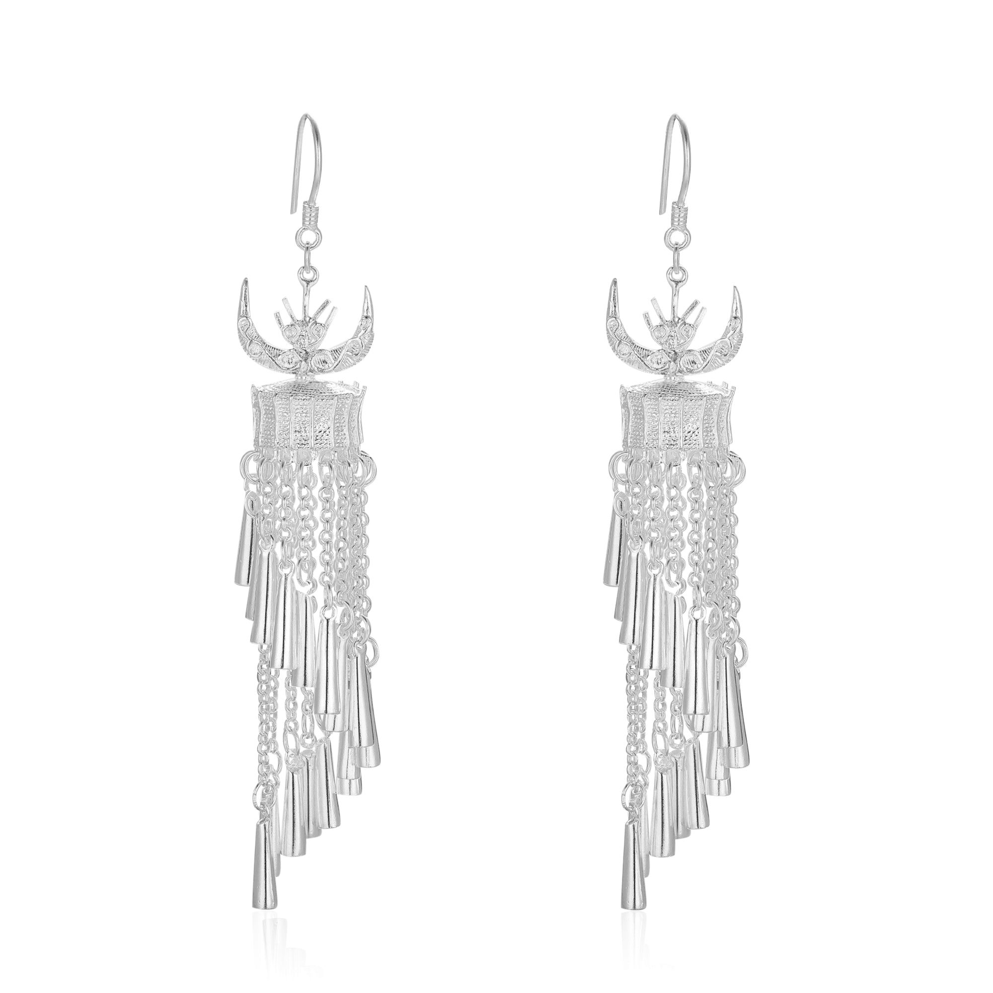 Mini-Ohrringe mit Hornquaste in Silber