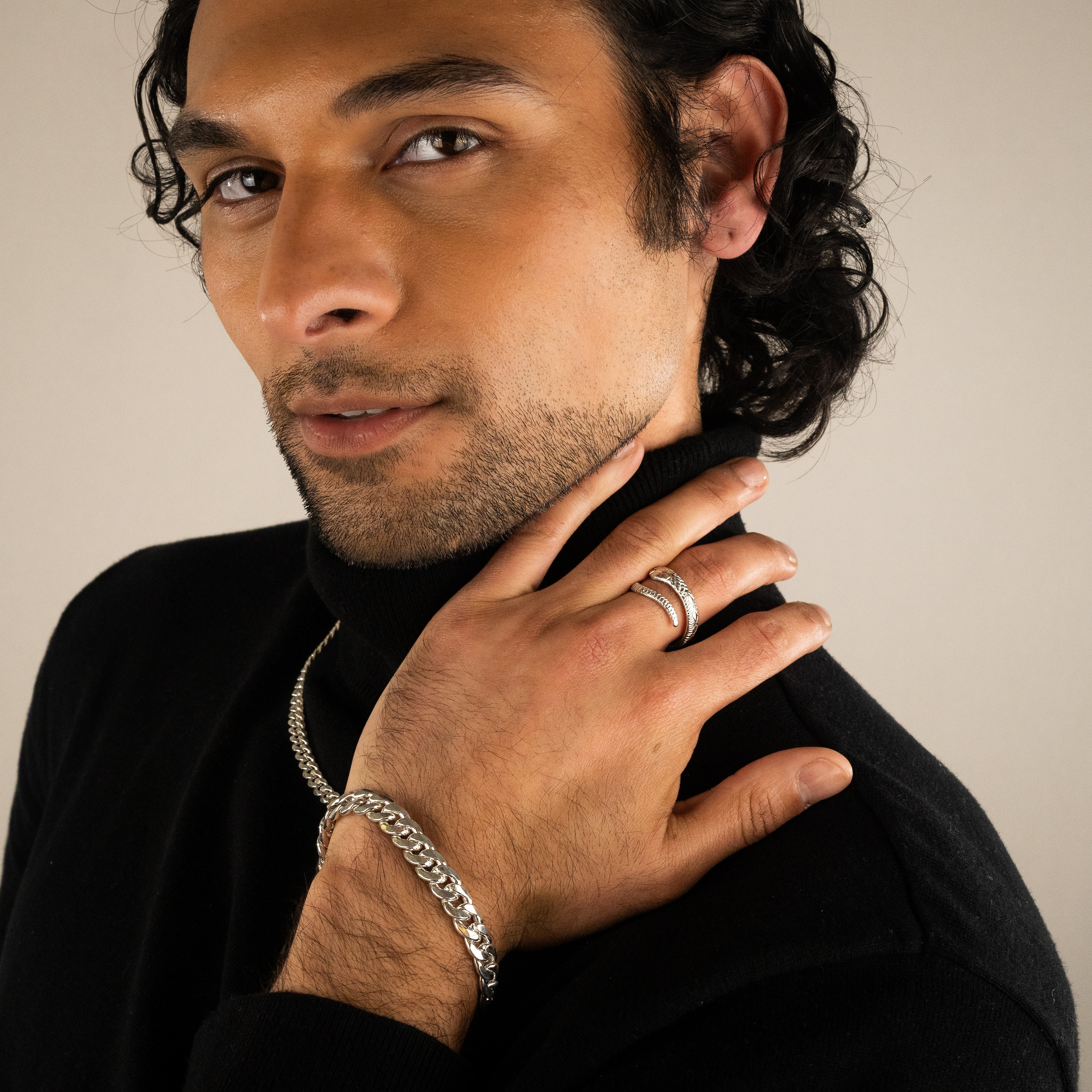 Unisex Fine Silver Link Bracelet II - 7mm