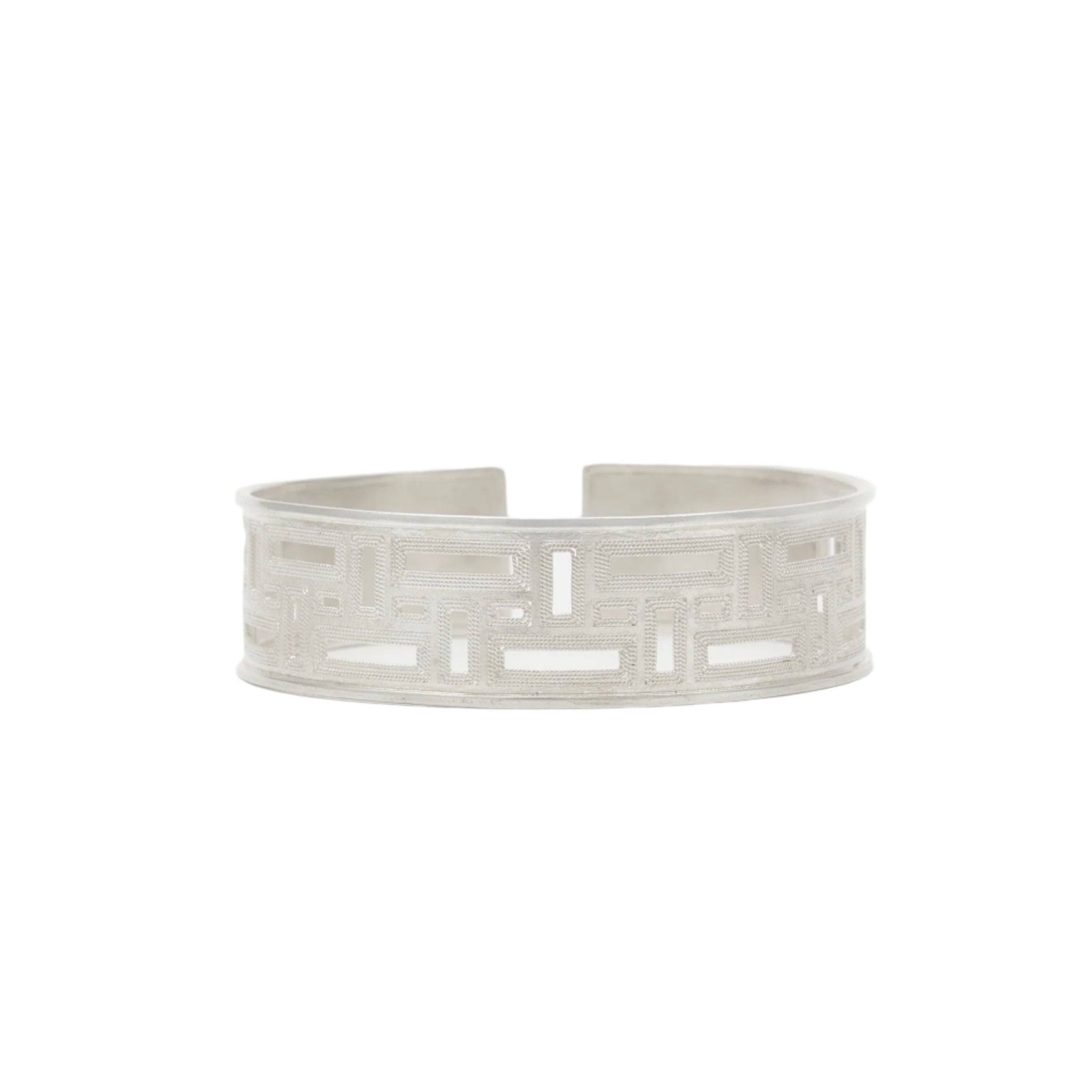 Silver Labyrinth Cuff Bracelet