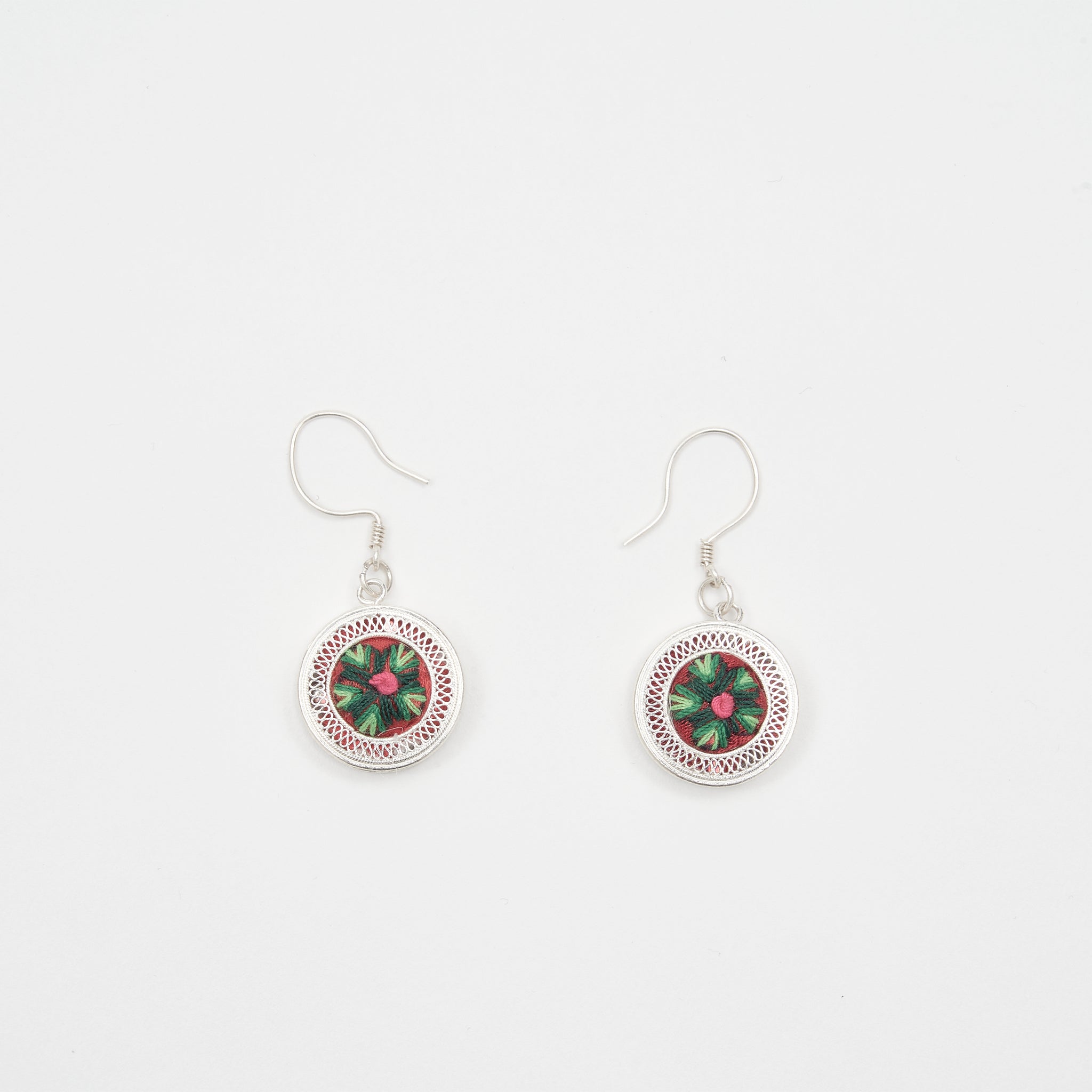 Miao Embroidery & Filigree Earrings