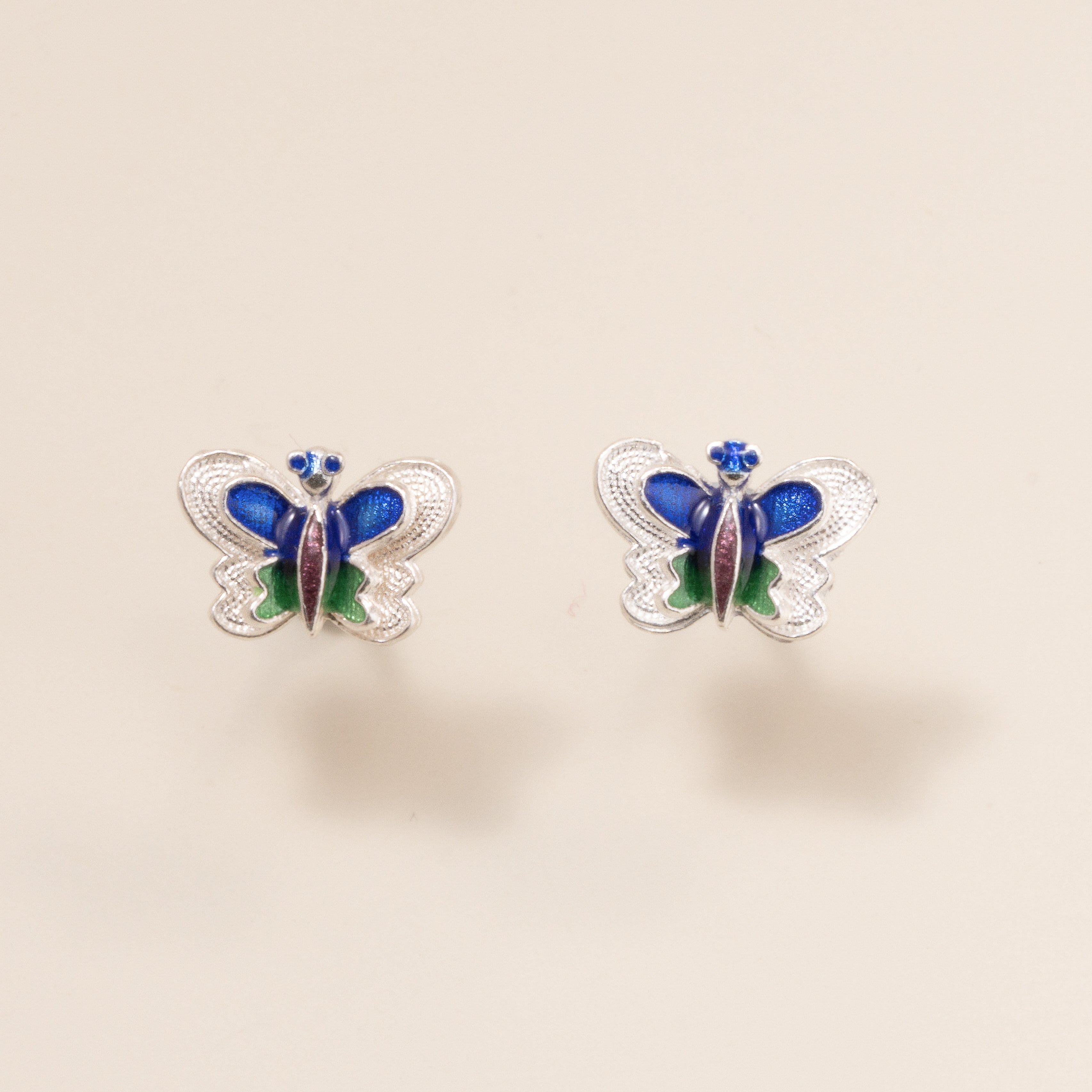 Butterfly Filigree Cloisonné Stud Earrings