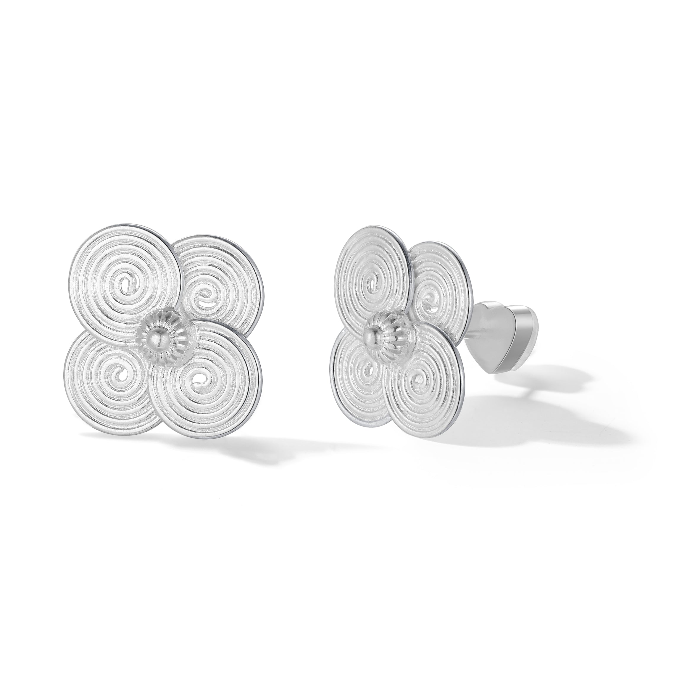 Filigree Swirl Silver Stud Earrings